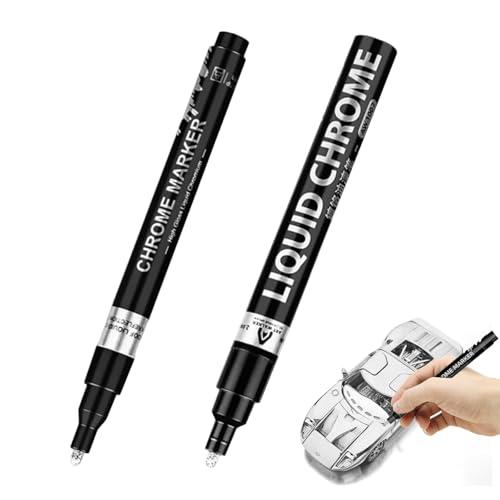 ADOFUN クロームメッキマーカーペン 銀メッキ 補修ペン DIYハイライトペン 防水クロムマーカ...