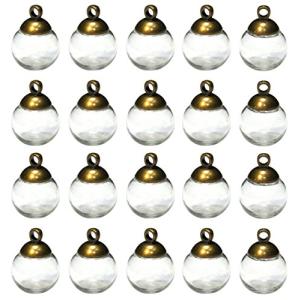 starPG ガラスドーム キャップ付 ピアス チャーム レジン アクセ ホビー用 アクセサリー パーツ 20個セット (薄口S 12mm ブロ