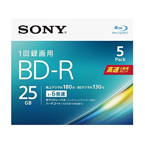 5枚(地デジ約15時間)録画番組ひとまず保存 ソニー / 5枚入り / ビデオ用ブルーレイディスク ...