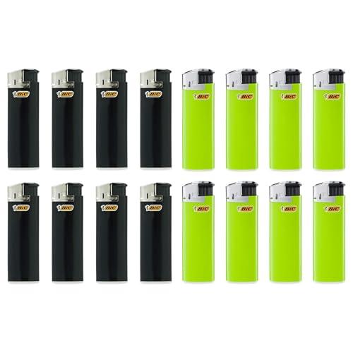 ビック(Bic) ライター J38 電子式 8本×2色 16本セット 使い捨て ブラック グリーン ...