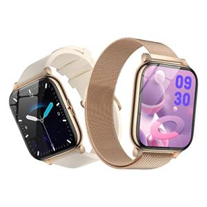 スマートウォッチ レディース Bluetooth5.2 2022業界新登場 2種ベルト付き&amp;薄型メタルボディ smart watch HD大画面