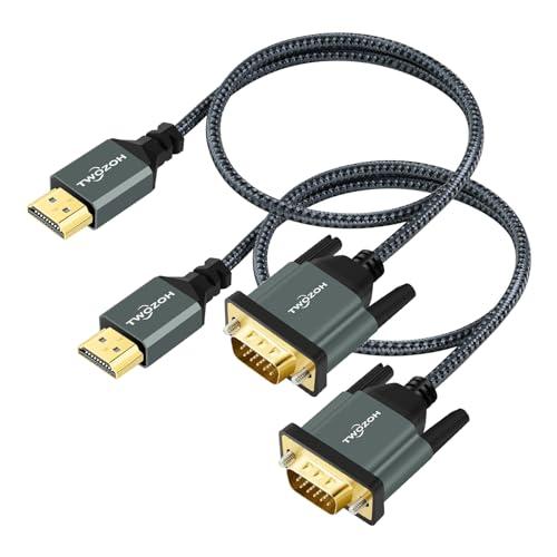 Twozoh HDMI - VGAケーブル 1M 2本入りアルミニウム合金シェル ナイロン編組&amp;金メ...
