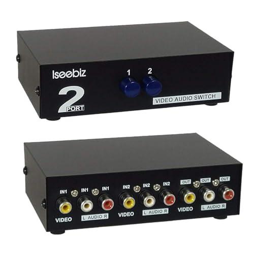 Iseebiz AV切替器 オーディオ・ビデオ切替器 機械式・電源不要 双方向 2入力1出力/1入力...