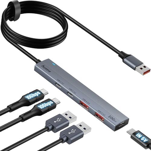 Aceele USB ハブ10Gbps 4ポート拡張USB 3.2 Gen 2 ハブ120cm ケー...