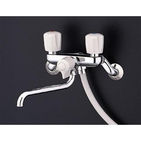 在庫あり！送料無料（一部の地域は除く）TMS25C 壁付2ハンドル混合水栓（スプレー）一時止水なし