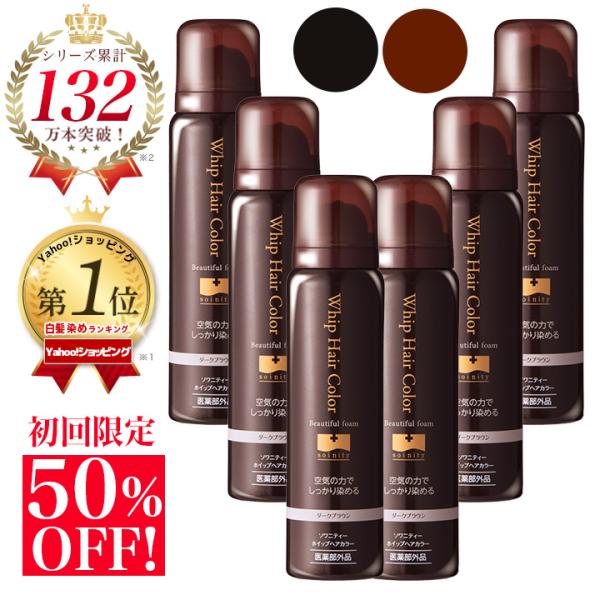 初回限定50％OFF！白髪染め ソワニティー ホイップへアカラー 80g 6本セット 泡カラー ブラ...