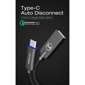タイプc Type-C Android ケーブル (USB-C USB-A) qc3.0 1.5m レッド グレー Mcdodo日本 一年保障 LEDランプ点灯 自動切断機能搭載