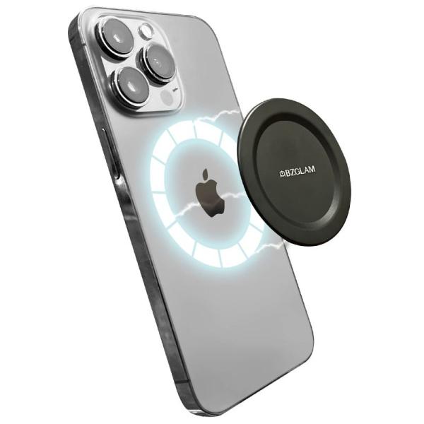 BZGLAM MagSafe スマホマグネット 金属プレート (ブラック / iPhone14 iP...