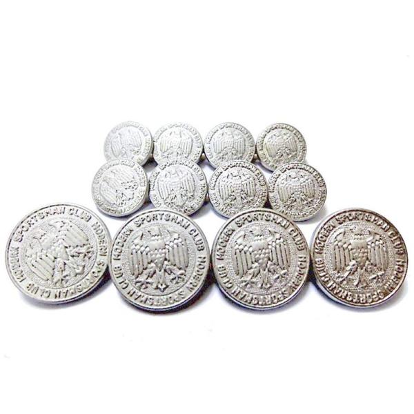 ジャケット用 シルバ?色 艶消し 家紋柄 ボタン21mm 4個 15mm 8個 合計12個入り