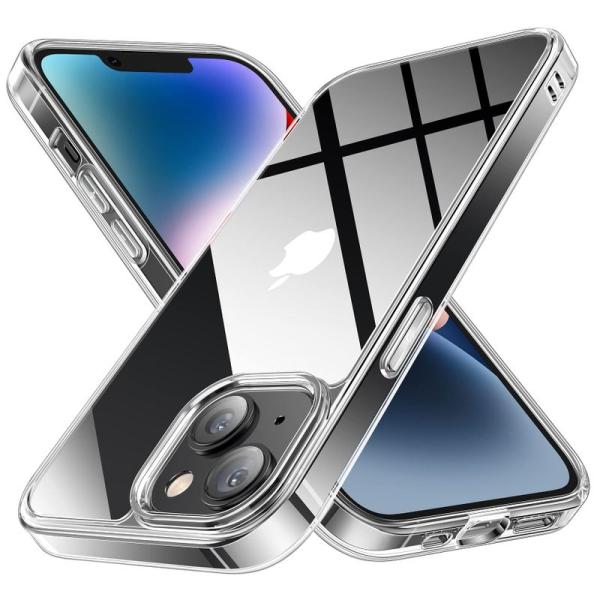 NIMASO ケース iPhone14 用 ケース クリア 強化ガラス背面 耐衝撃 黄ばみ防止 ワイ...
