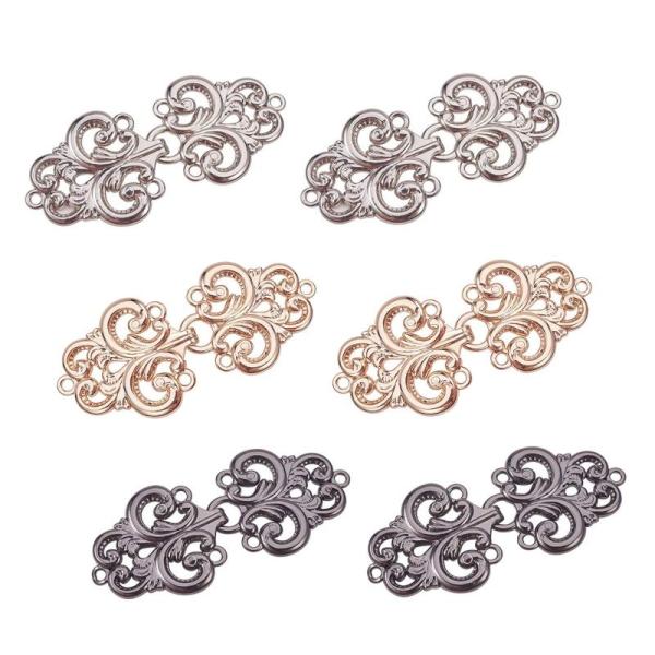 WANDIC カーディガンクリップ,6ペアヴィンテージスワールフラワーケープファスナーはフックと目で...