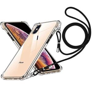 iPhone XS ケース iPhone X ケース クリア ネック ショルダー ストラップ付き iPhone XS スマホケース iPhone X カバー 耐衝撃 薄型 軽量 TPUスマホ シリコン カ