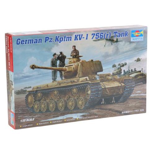 トランペッター 1/35 ドイツ軍KV-1重戦車改/Pz.kpfw756 r プラモデル(中古品)