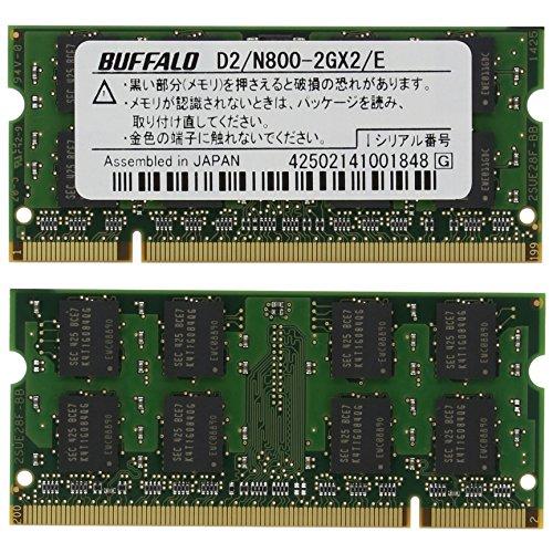BUFFALO ノートPC用増設 DDR2 メモリー PC2-6400 (DDR2-800) 4GB...