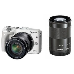 Canon ミラーレス一眼カメラ EOS M3 ダブルズームキット(ホワイト) EF-M18-55mm (中古品)