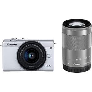 Canon ミラーレス一眼カメラ EOS M200 ダブルズームキット ホワイト EOSM200WH-W(中古品)