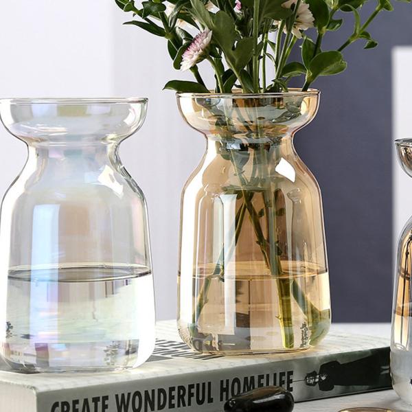 オーロラガラス 花瓶 フラワーベース おしゃれ 北欧 小さい 透明 かわいい インテリア シンプル ...