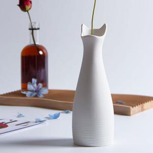 花瓶 ねこ モチーフ フラワーベース 陶器 白...の詳細画像3