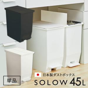 ダストボックス ゴミ箱 SOLOW ソロウ ごみ箱 単品 ペダルオープンツイン 45L 抗菌 防汚 加工 分別ゴミ箱 キッチン シンプル ホワイト ブラック 白 おしゃれ｜nattyandco