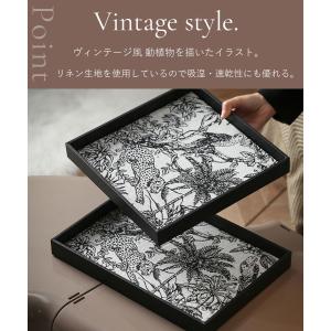 トレー お盆 レザー リネン 木製 革 フェイ...の詳細画像3
