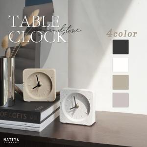 置き時計 卓上時計 デスククロック かわいい 静音 スイープ秒針 電池式 静音 静か ストーン調 北欧インテリア リビング 玄関 寝室 書斎 オフィス オブジェ