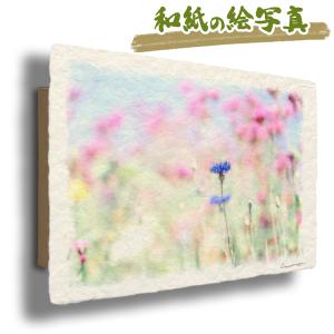 風水/運気上昇/燻銀の様な金色フレーム/ピンク•白•金/抽象画北寝室北玄関/豪華 風水 玄関 絵 金運 絵画 トイレ 和紙の絵写真 秋 花 「霧空のピンクの