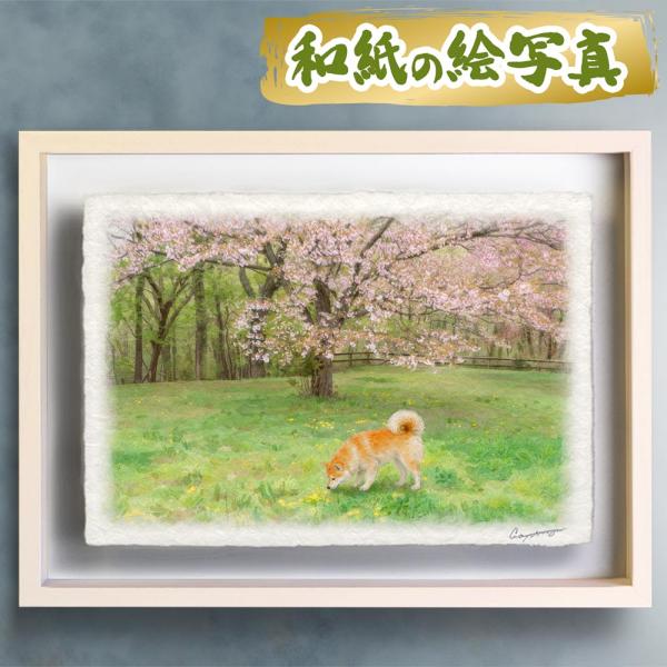 風水 玄関 絵画 絵 インテリア アートパネル 風景画 春 ピンク 緑 花 木 森 和紙の絵写真「桜...