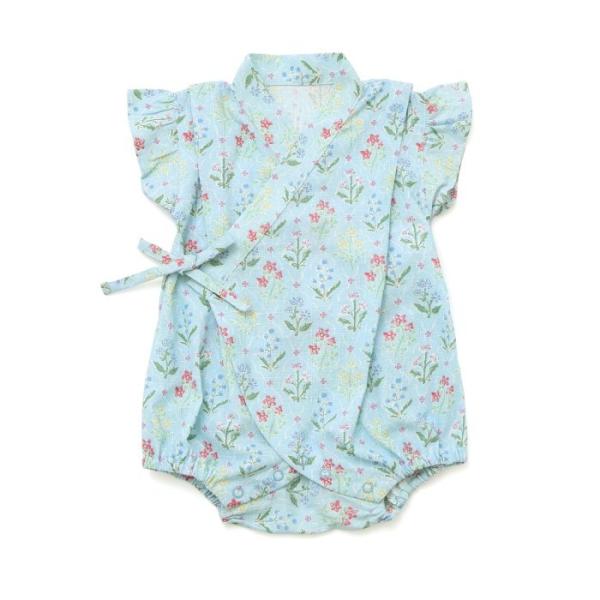 Ampersand アンパサンド 総柄フリル甚平ロンパス サックス 80cm 甚平 ベビー服 赤ちゃ...