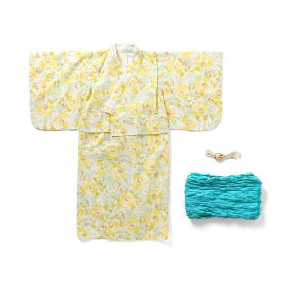 Seraph セラフ 簡単に着られる大花柄浴衣セット イエローYE 110cm 浴衣 ゆかた 女の子...
