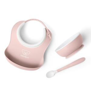 ベビービョルン ベビーフィーディングセット 3点セット パウダーピンク BabyBjorn ベビー 食器セット ベビーボール フィーディングスプーン スタイ 出産祝い｜ナチュラルベビー Natural Baby