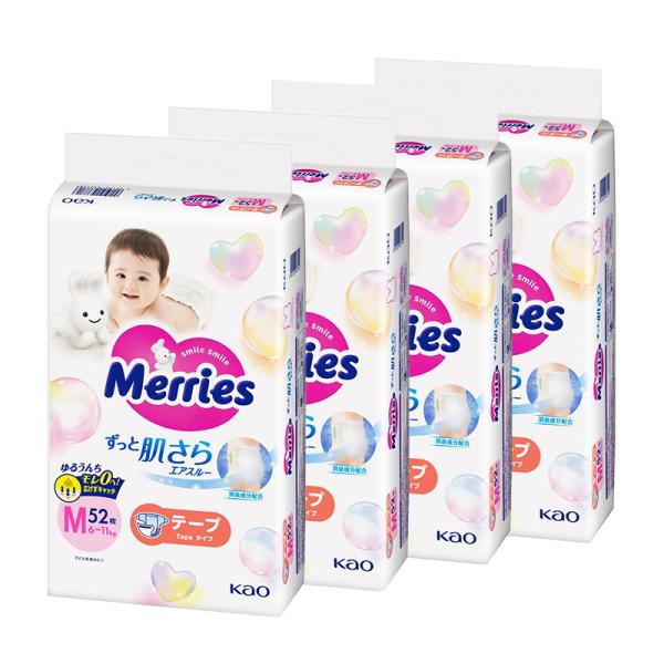 メリーズ エアスルー テープ Mサイズ 208枚 52枚×4袋 テープタイプ 花王 Merries ...