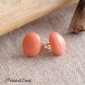 桃珊瑚 ももさんご サンゴ ピアス オーバル 送料無料 ナチュラルコーラル｜naturalcoral