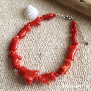 赤珊瑚 あかさんご サンゴ ブレスレット 玉 18金チェーン ナチュラル