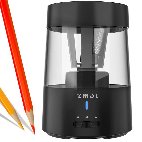 ZMOL 鉛筆削り 電動 自動 ミニ 充電式 自動停止機能 削りすぎ防止 コンパクトな鉛筆削り器 色...