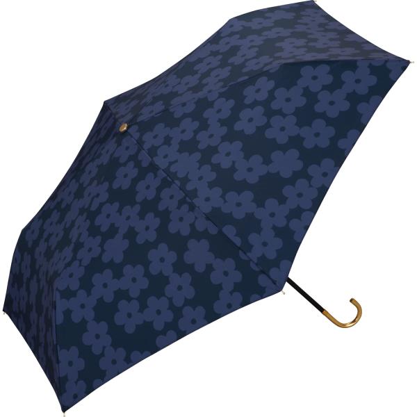 Wpc. 雨傘 折りたたみ傘 フラワーレース ミニ ネイビー 50cm レディース 晴雨兼用 花柄 ...