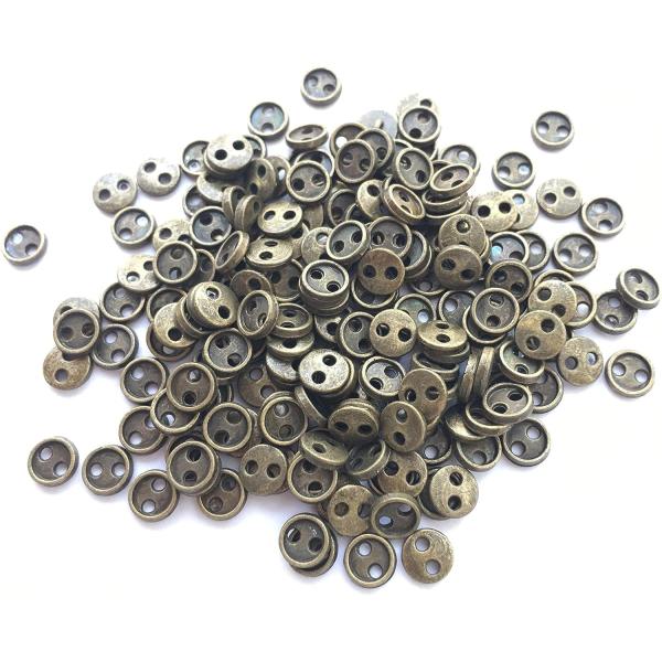 ミニチュア ボタン ブロンズ色 5ｍｍボタン 80個 小さめ ハンドメイド 材料 デコ ドール 人形...