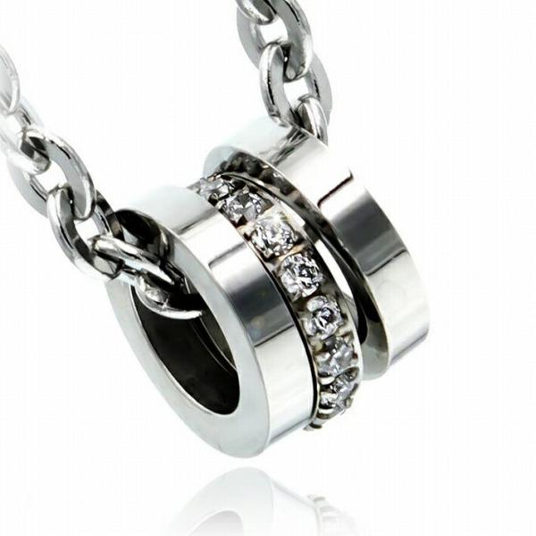 錆びない ネックレス チェーン メンズ レディース サージカルステンレス 3連 リング ステンレスネ...