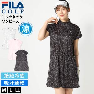 FILA GOLF ワンピース レディース 半袖 モックネック 接触冷感 吸汗速乾 花柄 ゴルフウェア