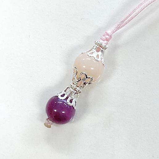 願い事ストラップ／恋愛運／ピンクオパール＆ルビー／小悪魔度アップ／天然石パワーストーン