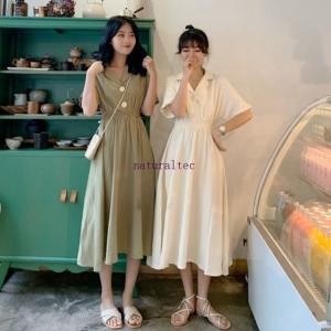 ワンピース レディース 半袖 高校生 中学生 ファッション 10代 代 双子コーデ シャツワンピース ミモレ丈 韓国 ファッション オルチャン 春 夏 秋 5212 Natf108 ナチュラルテック 通販 Yahoo ショッピング