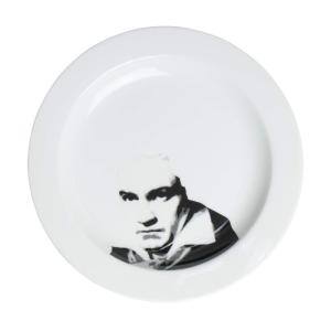 サンアート おもしろ食器 「 偉人フェイスディッシュ 」 ベートーベン 中皿 直径23.5cm ホワイト SAN2208-1｜nature-stores