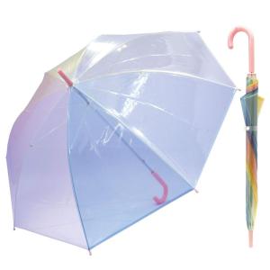 ZIP CORPORATION 透明傘 ビニール傘 おしゃれ 虹色 に輝く レインボー フィルム じょうぶ グラスファイバー キッズ 子ども｜nature-stores
