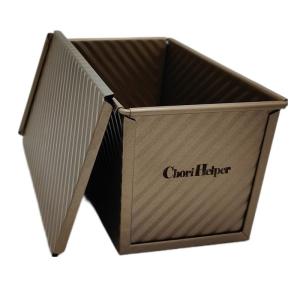 Chorihelper 450g蓋付きテフロンコーティング波模様トーストボックス 熱伝導の良トーストい パン型 粘りにくい食パンケース (金｜nature-stores
