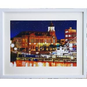 新品 鈴木英人 現代アート ヨット 額装付き 壁掛け 絵画 インテリア 絵