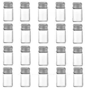 EINEY 小瓶 ガラス瓶 ミニボトル 蓋付き 小物 保存 容器 密閉 液体 透明 20個セット (8ml)｜nature-stores