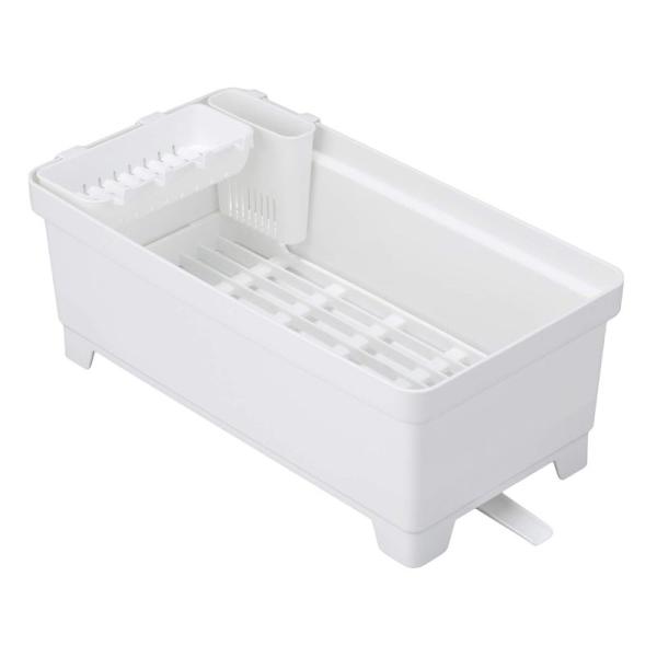 イノマタ化学 プラスチック 水切りラック ホワイト 約22×42×高さ16cm セパレ 食器水切り ...