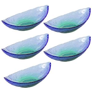 東洋佐々木ガラス 舟型洗い鉢 珊瑚の海 日本製 5個セット ブルー・グリーン 約20×10.5×6.0cm WA3306
