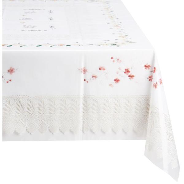 MEIWA テーブルクロス(1枚物) MGプリントレースシリーズ セーヌ 135cm×185cm ピ...