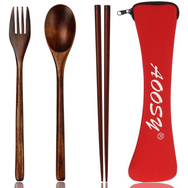 AOOSY カトラリー スプーン フォーク 箸 箸袋4点セット 通勤用食器セット 弁当用 携帯便利 ...