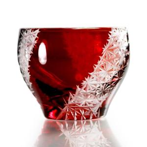 GREEM MARKET (グリームマーケット) 木箱付 工芸品 ガラス細工 切子 グラス コップ ぐい飲み ぐい?み おちょこ 菊つなぎ